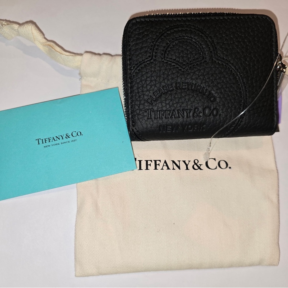 Tiffany & Co. Black Leather Zip Wallet